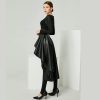 Leather Skirt for Women Black Faux Leather Plus Size Pleated Midi Maxi Fall Long Skirts