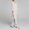 Women's Mother of The Bride Pants Suits Full Length Chiffon Lace 3/4 Sleeve 3 Pcs Wedding Sets