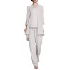 Women's Mother of The Bride Pants Suits Full Length Chiffon Lace 3/4 Sleeve 3 Pcs Wedding Sets