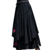 Womens Elastic Waist Aline Cotton Lined Retro Maxi Hem Pleated Long Skirts