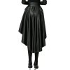 Leather Skirt for Women Black Faux Leather Plus Size Pleated Midi Maxi Fall Long Skirts