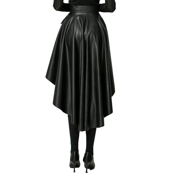 41cuSOBrRL.jpg Leather Skirt for Women Black Faux Leather Plus Size Pleated Midi Maxi Fall Long Skirts