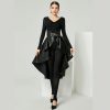 Leather Skirt for Women Black Faux Leather Plus Size Pleated Midi Maxi Fall Long Skirts