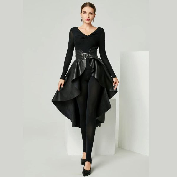 41kKTLVNN3L.jpg Leather Skirt for Women Black Faux Leather Plus Size Pleated Midi Maxi Fall Long Skirts
