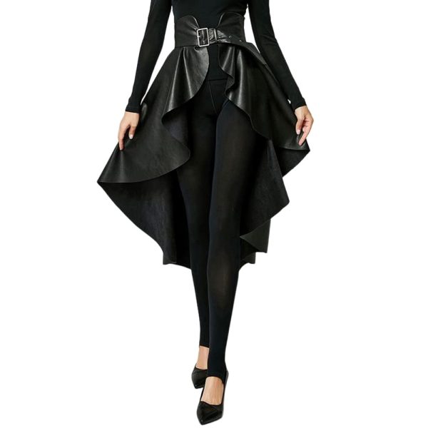 41l8wenBdeL.jpg Leather Skirt for Women Black Faux Leather Plus Size Pleated Midi Maxi Fall Long Skirts