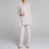 Women's Mother of The Bride Pants Suits Full Length Chiffon Lace 3/4 Sleeve 3 Pcs Wedding Sets