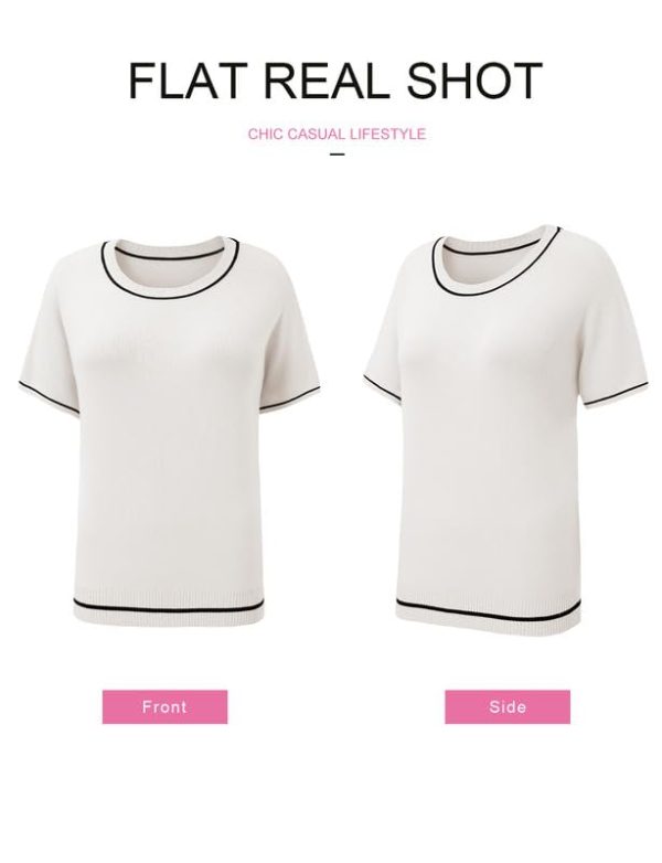 Womens Tops Trendy Casual Short Sleeve Shirts Crewneck Lightweight Knit Sweater Top