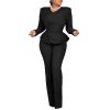 New ruffled V-neck top and pants two-piece set