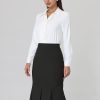 Women's Elegant Formal Skirt with Belt Knee Length Fishtail Pencil Skirt