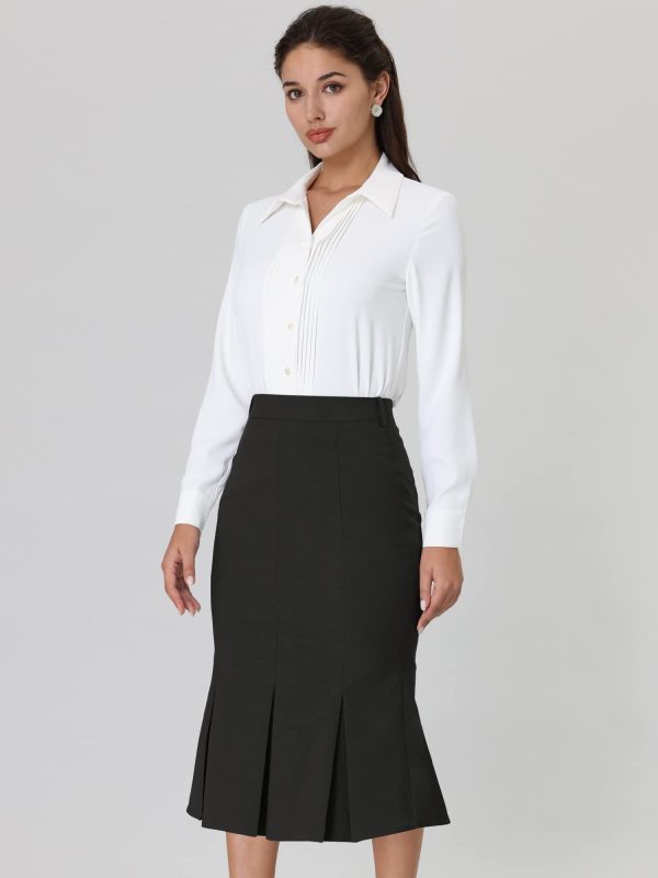 51-Sk0vcOKL.jpg Women's Elegant Formal Skirt with Belt Knee Length Fishtail Pencil Skirt