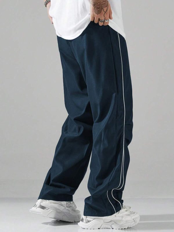 Men's Parachute Sweatpants Y2k Baggy Track Pants Drawstring Wide Leg Casual Trousers Streetwear