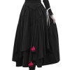 Womens Elastic Waist Aline Cotton Lined Retro Maxi Hem Pleated Long Skirts