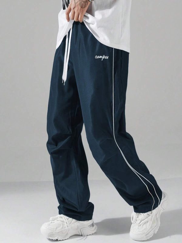 Men's Parachute Sweatpants Y2k Baggy Track Pants Drawstring Wide Leg Casual Trousers Streetwear