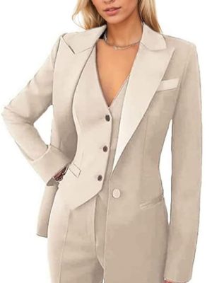 Women's 3 Pieces Pants Suit Office Lady Suit Blazer Vest Pants Business Suit Casual for Women Tuxedo Suits Set
