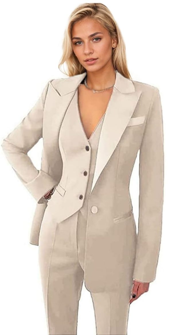 51C6Ntd92tL.jpg Women's 3 Pieces Pants Suit Office Lady Suit Blazer Vest Pants Business Suit Casual for Women Tuxedo Suits Set