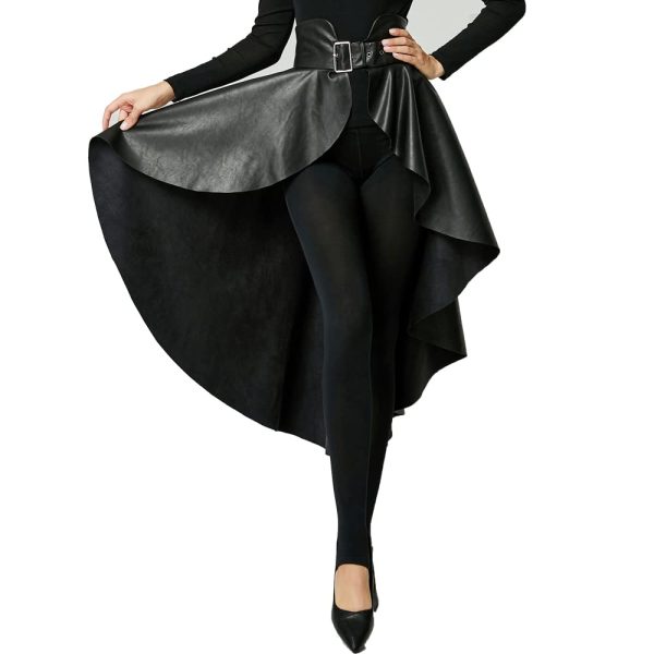 51J478PstQL.jpg Leather Skirt for Women Black Faux Leather Plus Size Pleated Midi Maxi Fall Long Skirts