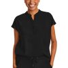 Women's Scrub Top Relaxed Fit Journey Top - 2 Pockets with Knit Details, Dolman Sleeve and Rounded Hem - 2152