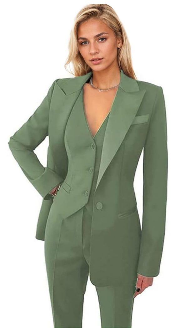 51Kd0GBV7hL.jpg Women's 3 Pieces Pants Suit Office Lady Suit Blazer Vest Pants Business Suit Casual for Women Tuxedo Suits Set