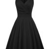 Women's Sleeveless Wrap V-Neck A-line Bridesmaid Cocktail Party Dress