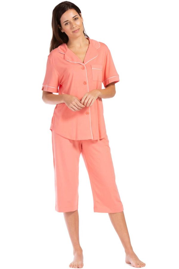 51Nzjh856YL.jpg Button Down Pajamas for Women Capri Pajama Sleepwear Set with Gift Box
