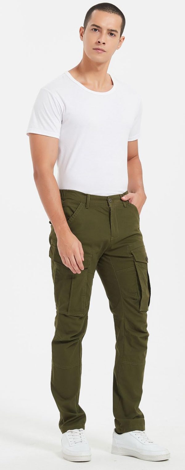 51Ok20mQGCL.jpg Men's Cargo Pants Slim Fit with Articulated Knees
