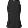 Women's Elegant Formal Skirt with Belt Knee Length Fishtail Pencil Skirt