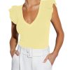 Women's Summer Sleeveless Tops V Neck Ruffle Shirts Ribbed Knit Tank Top Sexy Blouse Ladies Clothes 2025