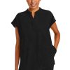 Women's Scrub Top Relaxed Fit Journey Top - 2 Pockets with Knit Details, Dolman Sleeve and Rounded Hem - 2152