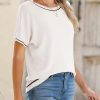 Womens Tops Trendy Casual Short Sleeve Shirts Crewneck Lightweight Knit Sweater Top
