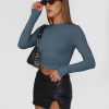 Womens Long Sleeve Shirt Basic Crop Tops Fall Fashion Underscrubs Layer Slim Fit Winter Clothes