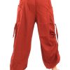 Harem Pants for Men & Women, Cotton Baggy Trousers, Adjustable Length, Drawstring Waist, 2 Pockets, One Size