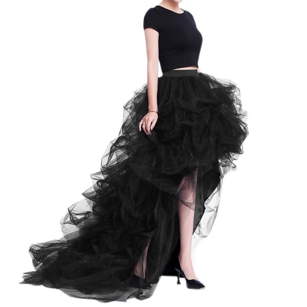 Women's Long High Low Ruffles Party Tulle Skirt