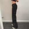 Womens Straight Wide Leg Cargo Jeans Vintage Flap Pocket Cargo Pants Baggy Y2k Pants