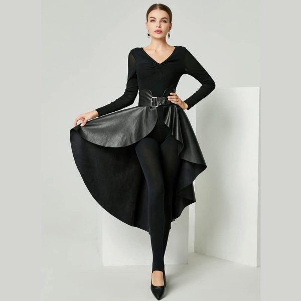 51v-49GU4gL.jpg Leather Skirt for Women Black Faux Leather Plus Size Pleated Midi Maxi Fall Long Skirts