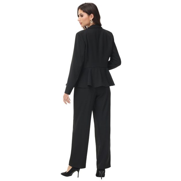 51vyO3xVV9L.jpg Women's Suit Outfits Set 2 Piece Ruffle Blazer with Pants Suit Set Long Sleeve Business Casual