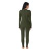 Womens Fleece Lined Thermal Long Sleeve Shirt and Leggings - Top and Bottom Base Layer Lounge Sets for Women