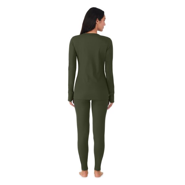 Womens Fleece Lined Thermal Long Sleeve Shirt and Leggings - Top and Bottom Base Layer Lounge Sets for Women