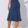 Casual Denim Skirt for Women's High Waisted A-Line Flared Midi Skirts