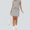 Womens Two Piece Skirt Sets Tennis Outfits Casual Cap Sleeve Lapel Shirt Summer Athletic Sport Short Skort Set