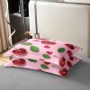 3D Cartoon Cherry Kids Duvet Cover 100% Cotton Queen Size,Botanical Leaves Love Heart Bedding Set for Girls Women,Tropical Fruit