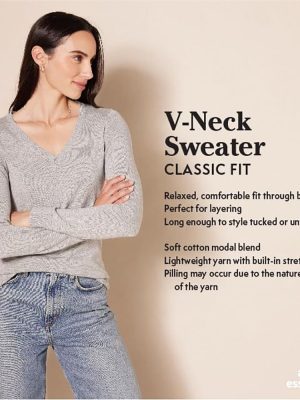 Women's Classic-Fit Lightweight Long-Sleeve V-Neck Sweater (Available in Plus Size)