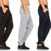 3 Pack: Mens Athletic Pants with Pockets, Mens Sweatpants, Mens Joggers with Pockets (Up to 3XL)