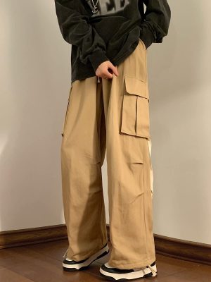 Gothic Baggy Cargo Pants with Pockets for Women Men Harajuku Casual Joggers Outdoor Loose Trousers Y2K Streetwear