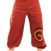 Harem Pants for Men & Women, Cotton Baggy Trousers, Adjustable Length, Drawstring Waist, 2 Pockets, One Size
