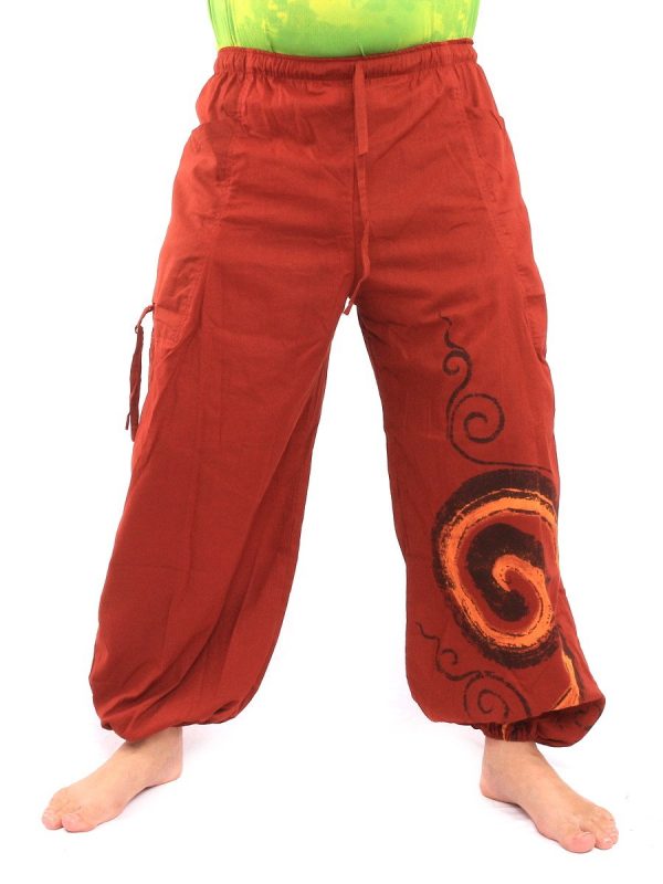 61BAmqWz8mL.jpg Harem Pants for Men & Women, Cotton Baggy Trousers, Adjustable Length, Drawstring Waist, 2 Pockets, One Size