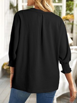 Womens Tops Dressy Casual V Neck Blouses 3/4 Sleeve Shirts Spring Summer Fashion Trendy Tops 2025