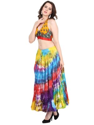 Women's 25 Yard Casual High Waist Long Maxi Skirt with Elastic Waistband Flared Cotton Skirts for Women