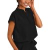 Women's Scrub Top Relaxed Fit Journey Top - 2 Pockets with Knit Details, Dolman Sleeve and Rounded Hem - 2152