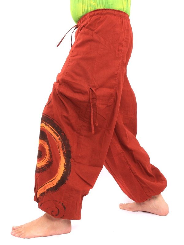 61DpsnXMrQL.jpg Harem Pants for Men & Women, Cotton Baggy Trousers, Adjustable Length, Drawstring Waist, 2 Pockets, One Size
