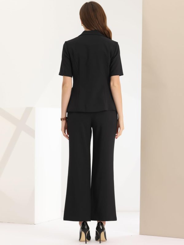 61FdAQsRbxL.jpg Short Sleeve Blazer Pant Suits Set for Women Business Casual 2 Piece Work Outfits
